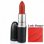 Помада M.A.C Matte Lipstick «Lady Danger». Матовая помада плотного покрытия, необычного красно-оранжевого, практически неонового цвета.